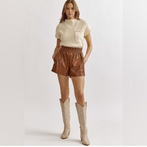 NWT Entro Faux Leather Brown Shorts - S